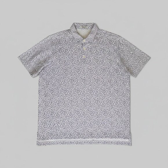 Peter Millar Summer Comfort White Printed Polo Short Sleeve Golf Shirt - XL - Picture 1 of 8